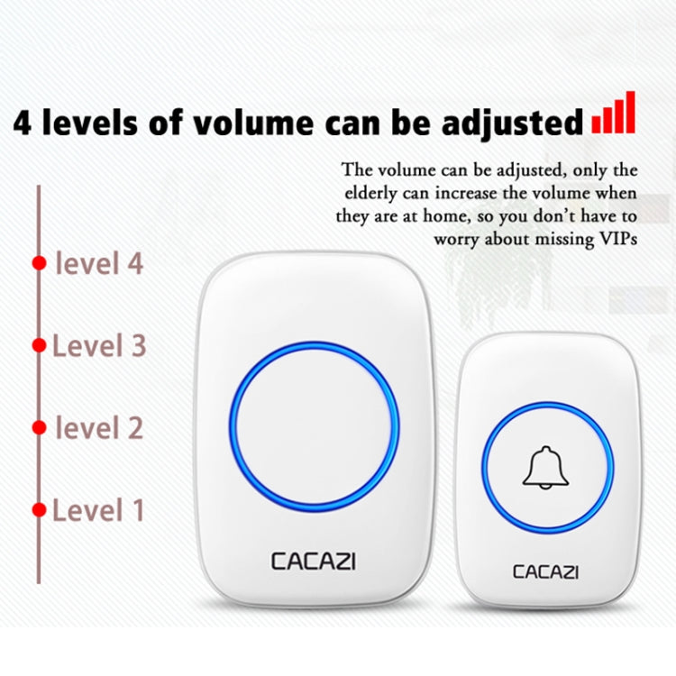 CACAZI A10DC 1 To 2 Battery Type Home Smart Waterproof Electronic Wireless Doorbell CACAZI A10DC 1 To 2 Battery Type Home Smart Waterproof Electronic Wireless Doorbell